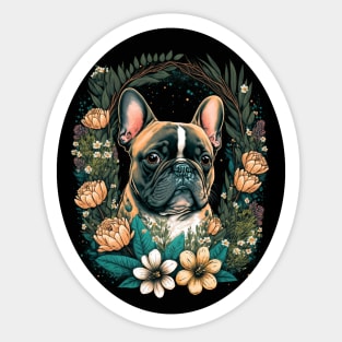 French Bulldog and Flowers Sticker